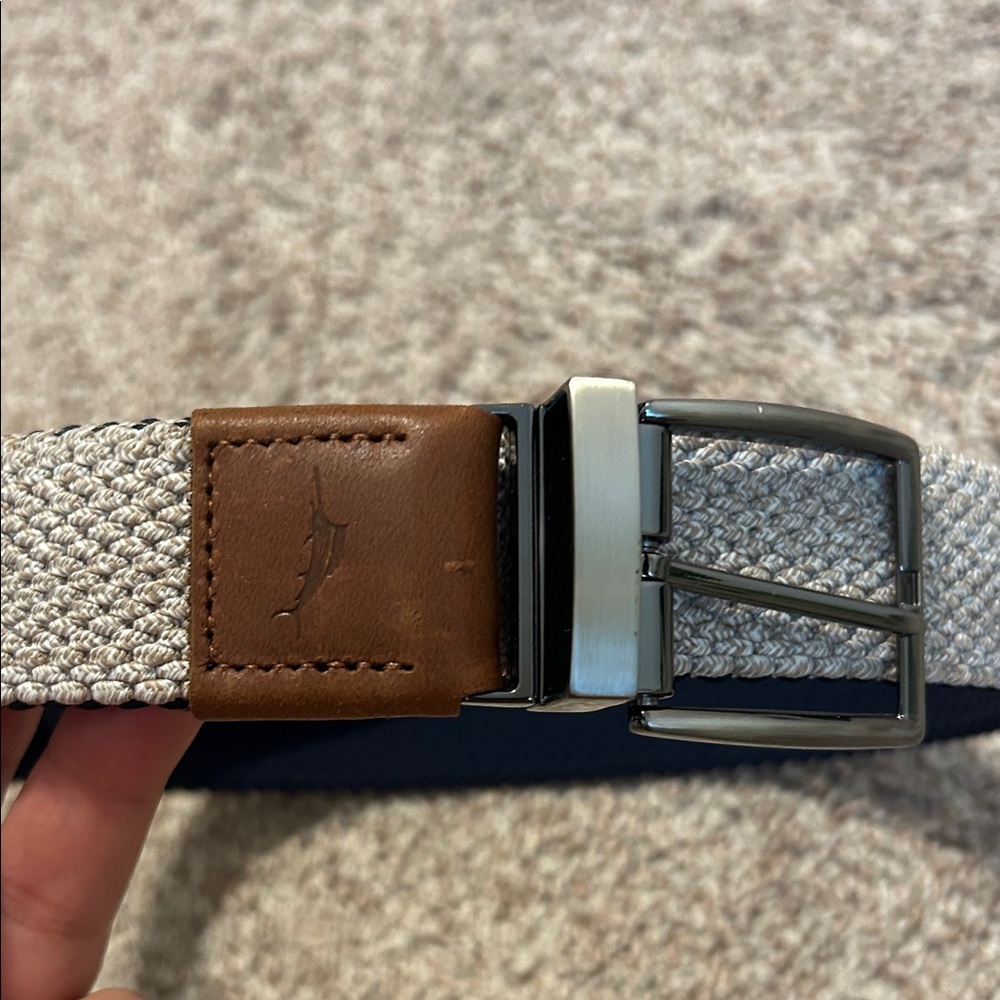 Tommy Bahama Gray and Brown Leather Belts - Picture 2 of 4